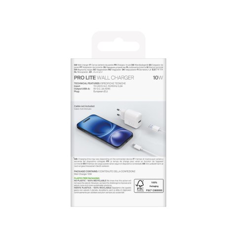 Ładowarka sieciowa USB-A PROLITE 10W - biała Ładowarka sieciowa USB-A PROLITE 10W - biała