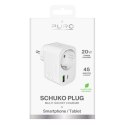 Ładowarka sieciowa USB-A USB-C z gniazdem Schuko PD 20W - biała
