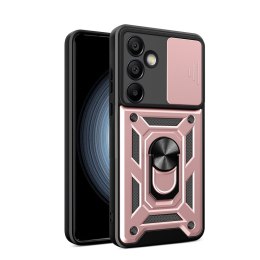 Pancerne etui na Samsung Galaxy A56 z podstawką osłoną aparatu Hybrid Armor Camshield - różowe