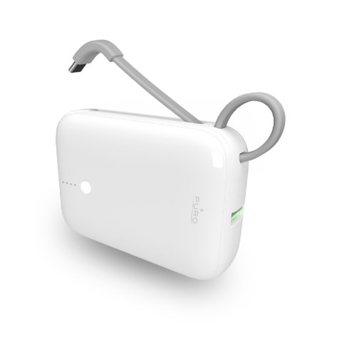 Powerbank 10000mAh USB-A USB-C z wbudowanym kablem - biały Powerbank 10000mAh USB-A USB-C z wbudowanym kablem - biały