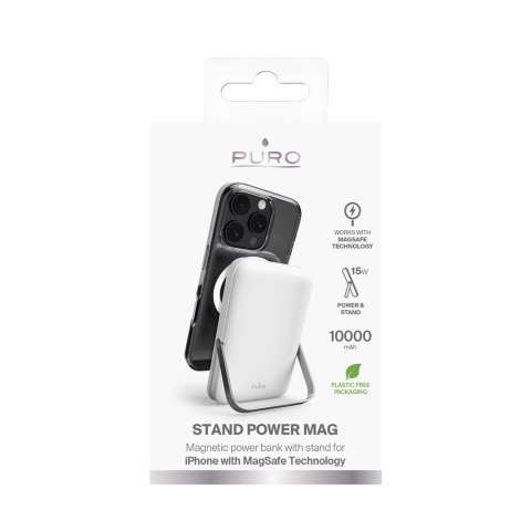 Powerbank bezprzewodowy 10000mAh USB-C MagSafe z podstawką - biały Powerbank bezprzewodowy 10000mAh USB-C MagSafe z podstawką - biały