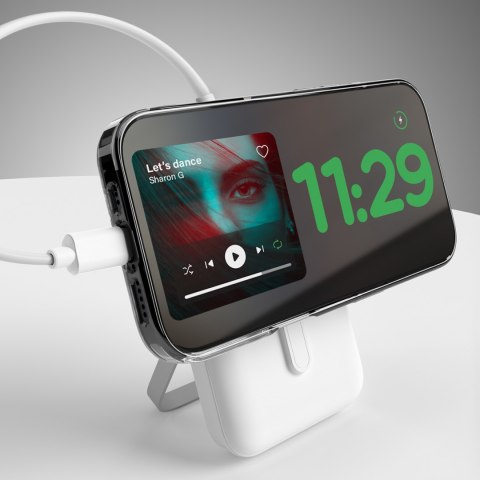 Powerbank bezprzewodowy 10000mAh USB-C MagSafe z podstawką - biały Powerbank bezprzewodowy 10000mAh USB-C MagSafe z podstawką - biały