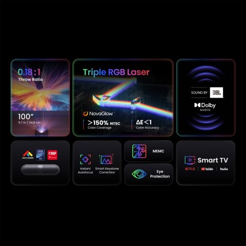 Projektor multimedialny laserowy RGB FullHD 1080p z głośnikami JBL WiFi BT K300s - czarny Projektor multimedialny laserowy RGB FullHD 1080p z głośnikami JBL WiFi BT K300s - czarny