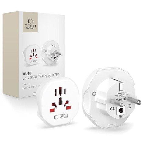 Przejściówka adapter podróżny UK/US/AU/FI/CN-1/CN-2 do EU - biały Przejściówka adapter podróżny UK/US/AU/FI/CN-1/CN-2 do EU - biały