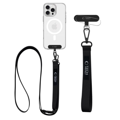 Smycz do etui telefonu z regulowanym paskiem - czarna Smycz do etui telefonu z regulowanym paskiem - czarna