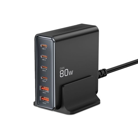 Stacja ładująca do urządzeń 4x USB-C 2x USB-A 80W Stacja ładująca do urządzeń 4x USB-C 2x USB-A 80W