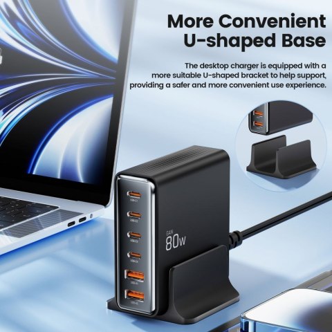 Stacja ładująca do urządzeń 4x USB-C 2x USB-A 80W Stacja ładująca do urządzeń 4x USB-C 2x USB-A 80W