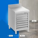 Szafka gastronomiczna na ciasto do pizzy z rantem 7 szuflad 50 x 70 cm