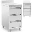 Szafka gastronomiczna przyścienna z rantem 3 szuflady STAL 50 x 60 cm