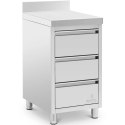 Szafka gastronomiczna przyścienna z rantem 3 szuflady STAL 50 x 60 cm