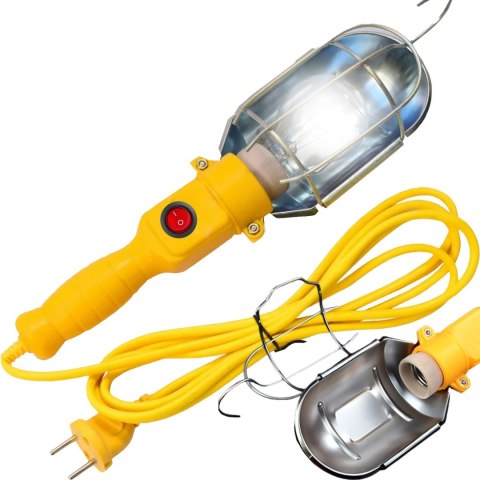 Lampa warsztatowa kanałowa z hakiem gwintem E27 kablem 10 m Lampa warsztatowa kanałowa z hakiem gwintem E27 kablem 10 m