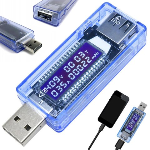 Miernik tester USB napięcia prądu czasu pojemności LCD 4-20 V 0-3 A Miernik tester USB napięcia prądu czasu pojemności LCD 4-20 V 0-3 A