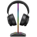 Stojak uchwyt biurkowy gamingowy na słuchawki z hubem USB podświetlany RGB LED