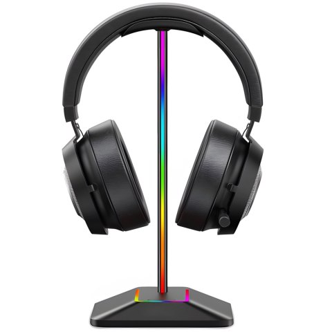 Stojak uchwyt biurkowy gamingowy na słuchawki z hubem USB podświetlany RGB LED Stojak uchwyt biurkowy gamingowy na słuchawki z hubem USB podświetlany RGB LED