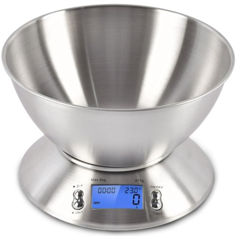 Waga elektroniczna kuchenna z miską termometrem STAL 1.8 l 1-5000 g / 1 g Waga elektroniczna kuchenna z miską termometrem STAL 1.8 l 1-5000 g / 1 g