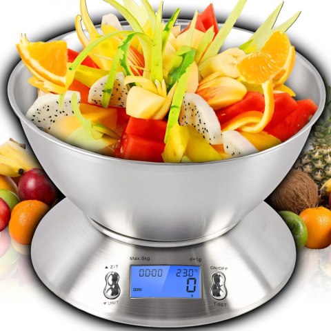 Waga elektroniczna kuchenna z miską termometrem STAL 1.8 l 1-5000 g / 1 g Waga elektroniczna kuchenna z miską termometrem STAL 1.8 l 1-5000 g / 1 g
