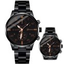 Zegarek męski kwarcowy klasyczny z bransoletą STAL 40 mm - czarny