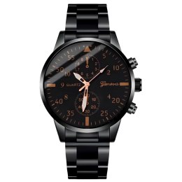 Zegarek męski kwarcowy klasyczny z bransoletą STAL 40 mm - czarny