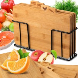 Zestaw desek kuchennych bambusowych ze stojakiem - 4 szt.