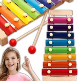 Cymbałki drewniane dla dziecka kolorowe edukacyjne 8 tonowe