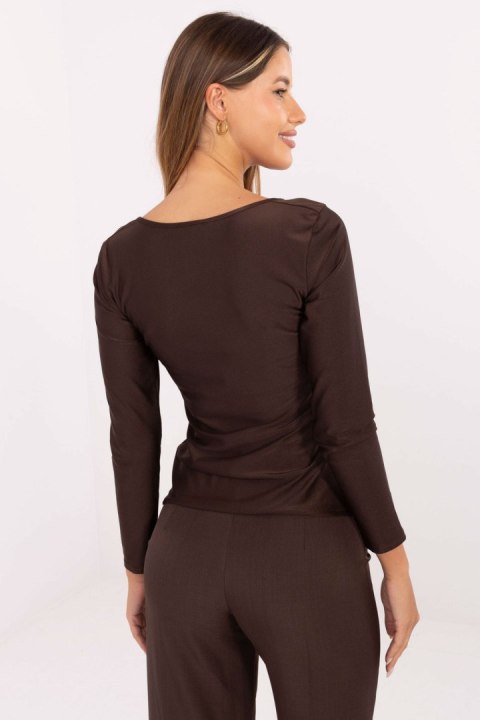 Bluzka Model IT-BZ-21629.82 Dark Brown - Italy Moda Bluzka Model IT-BZ-21629.82 Dark Brown - Italy Moda