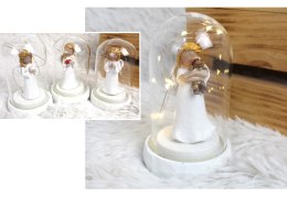 Figurka ANIOŁ w szkle z lampkami led 11x7 cm SN55877