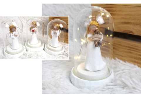 Figurka ANIOŁ w szkle z lampkami led 11x7 cm SN55877