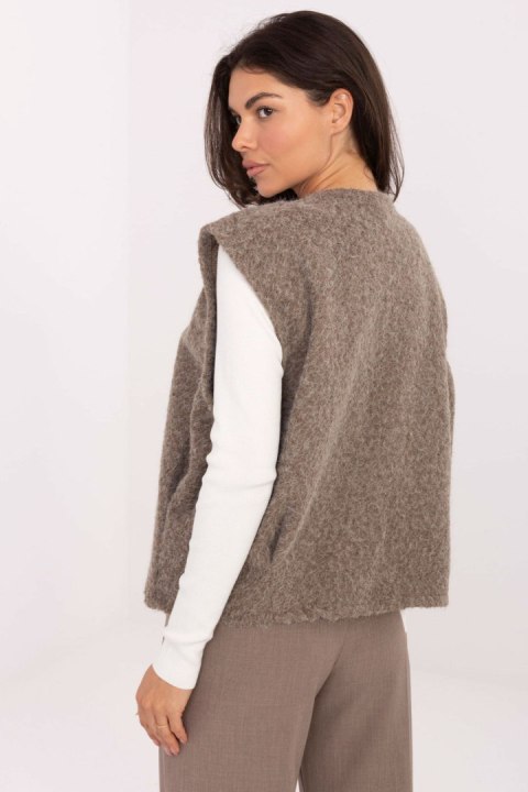 Kamizelka Model IT-KZ-FL9622.29P Dark Beige - Rue Paris Kamizelka Model IT-KZ-FL9622.29P Dark Beige - Rue Paris
