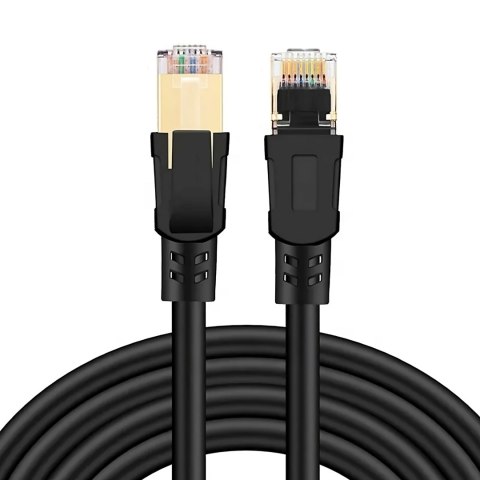 Kabel przewód sieciowy internetowy patchcord RJ45 CAT8 1 m czarny