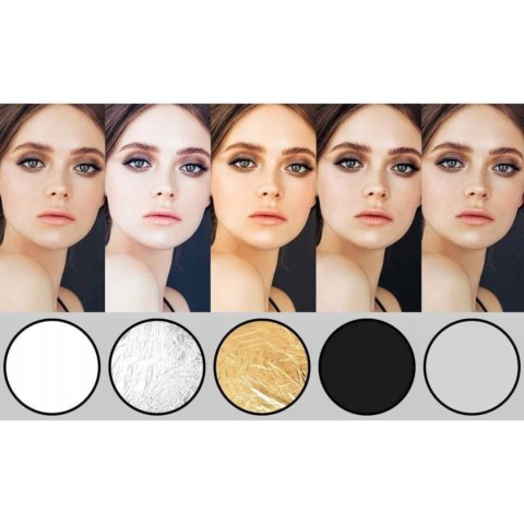 Blenda fotograficzna okrągła 5w1 złota srebrna biała składana śr. 60 cm