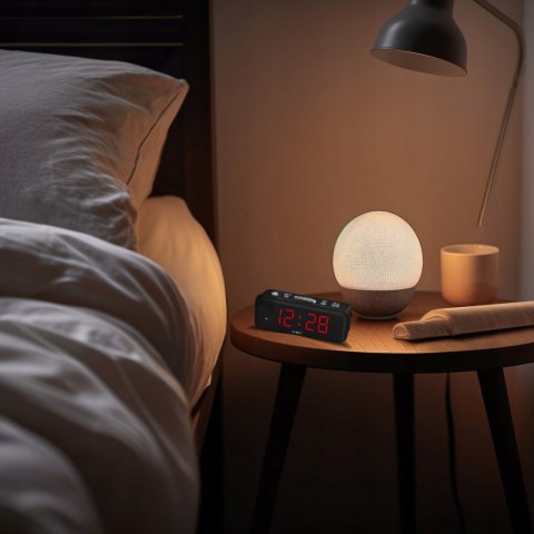 Budzik zegar elektroniczny z alarmem LED