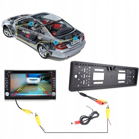 Kamera cofania samochodowa w ramce tablicy rejestracyjnej RCA