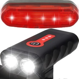 Lampka rowerowa akumulatorowa przód tył 4 tryby 4400 mAh - 2 szt.