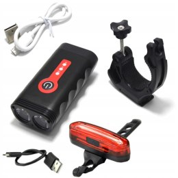 Lampka rowerowa akumulatorowa przód tył 4 tryby 4400 mAh - 2 szt.