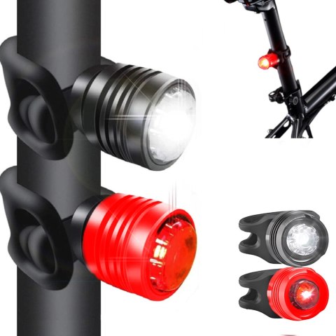 Lampka rowerowa przód tył na baterie 3 tryby - 2 szt.