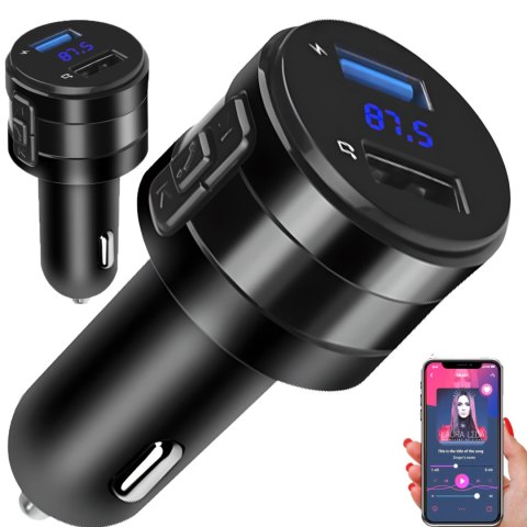 Transmiter samochodowy FM MP3 Bluetooth z ładowarką USB LCD