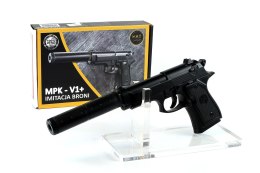 Pistolet na kulki metalowy + tłumik MPK-V1+