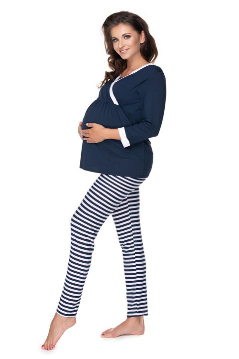 Piżama Ciążowa Model 0150 Navy/White - PeeKaBoo