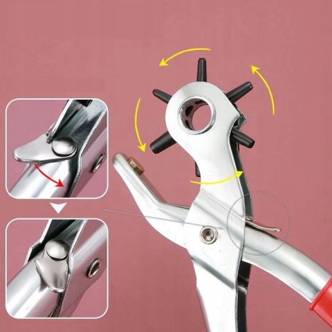 Dziurkacz do skóry paska rewolwerowy kaletniczy szczypce do dziurek 2-5 mm