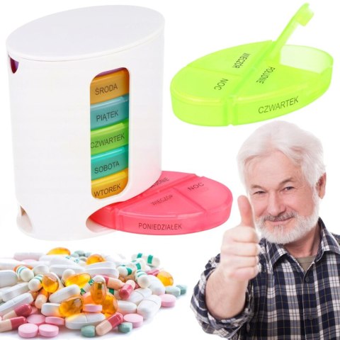 Pudełko na leki tabletki kasetka pojemnik organizer 7 dni polskie napisy V4
