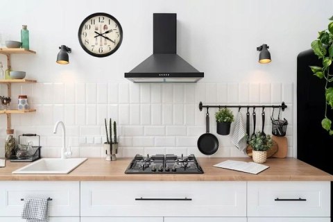 Zegar ścienny okrągły retro zegarek na ścianę stylowy kuchenny czarny 20cm V2