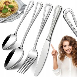 Zestaw sztućców dla 4 osób stołowe obiadowe kpl.16el srebrne V3