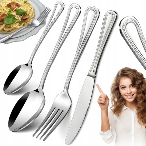 Zestaw sztućców dla 4 osób stołowe obiadowe kpl.16el srebrne V3