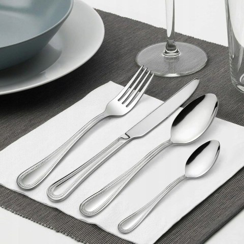 Zestaw sztućców dla 4 osób stołowe obiadowe kpl.16el srebrne V3