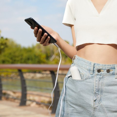 Mini wentylator wiatrak przenośny z funkcją powerbanka latarką USB-A USB-C 2000mAh - biały