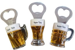Otwieracz do butelek piwa kapsli ozdobny magnes na lodówkę Super Tata 2w1 KUFEL