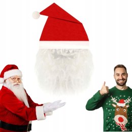 Czapka + broda Mikołaja świąteczna święta Mikołaj 2w1