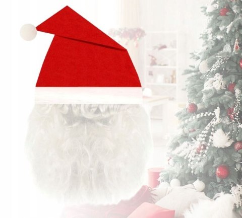 Czapka + broda Mikołaja świąteczna święta Mikołaj 2w1