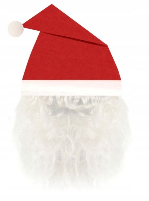 Czapka + broda Mikołaja świąteczna święta Mikołaj 2w1
