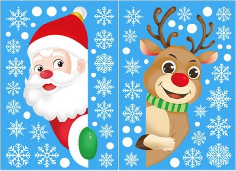 Naklejka na szybę na okno świąteczna dekoracyjna Mikołaj święta zestaw XXL mix